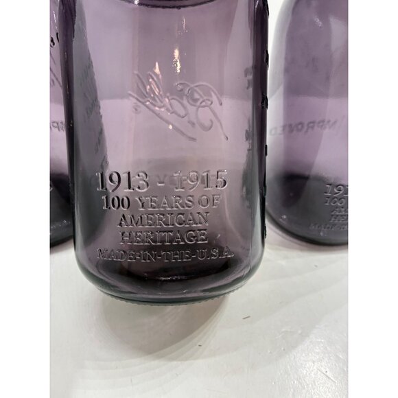 Set Of 3 Ball Improved Purple Glass Mason Quart Jars 1913-1915 100 Years America - Picture 5 of 6